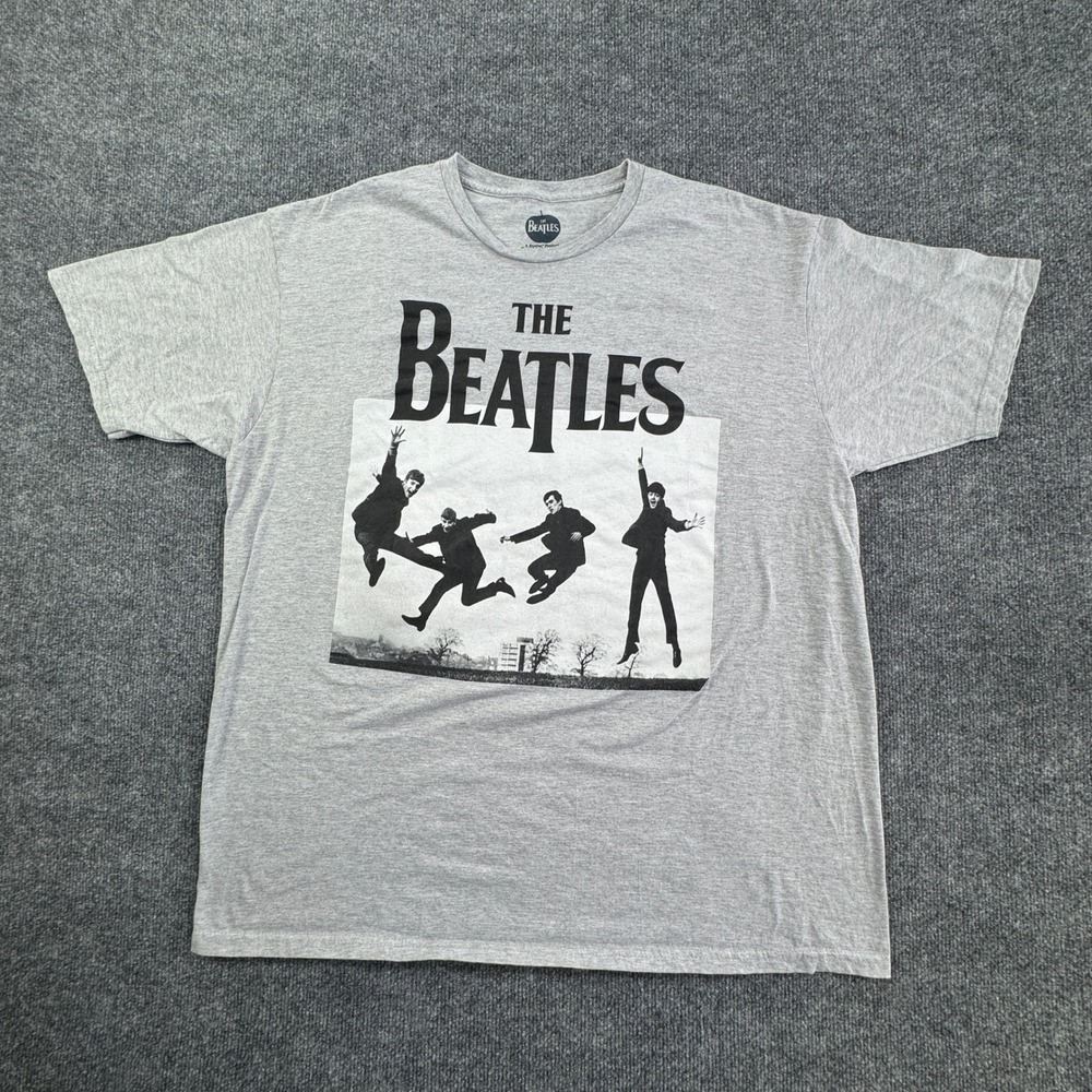 The Beatles Apple Corps T Shirt Mens 2X Gray Jumping Graphic Rock Band